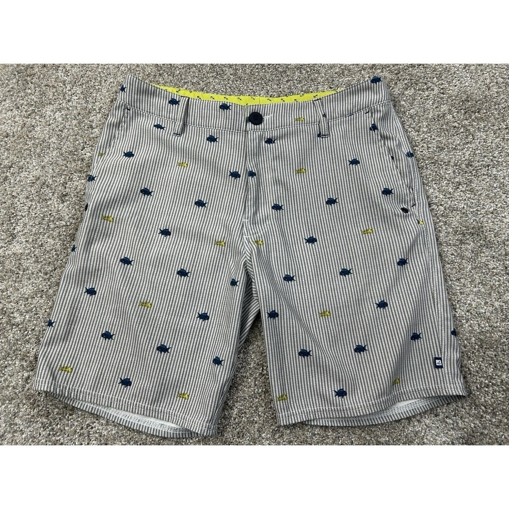 Sperry Top-Sider Shorts Mens Size 32 Striped Fish Print Swim Trunks Walk Board